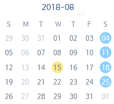 8월 달력